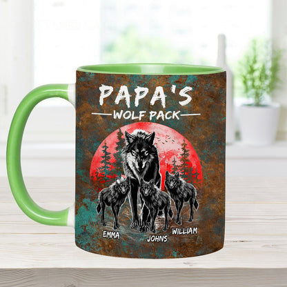 Grandpa's Wolf Pack - Personalized Father Accent Mug