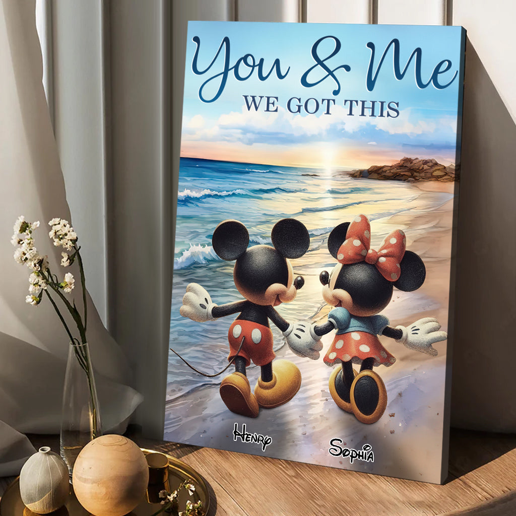 Mouse Ears Couple Beach Landscape Retro Vintage - Personalized Mouse Canvas And Poster