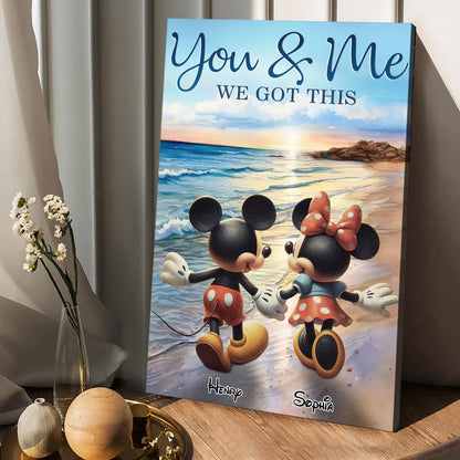 Mouse Ears Couple Beach Landscape Retro Vintage - Personalized Mouse Canvas And Poster