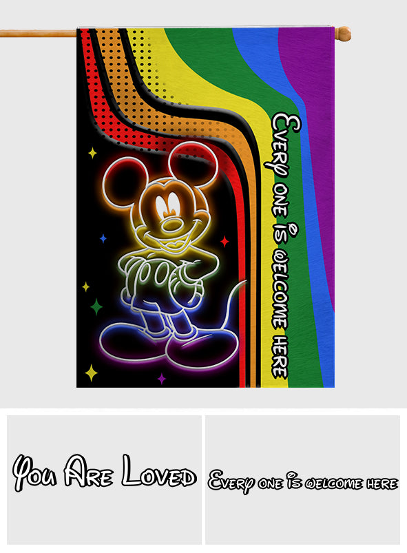 Every One Is Welcome Here - Personalized Mouse House Flag