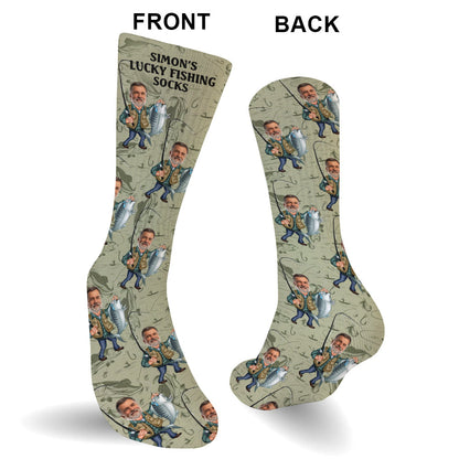 Funny Caricature Face - Personalized Fishing Socks