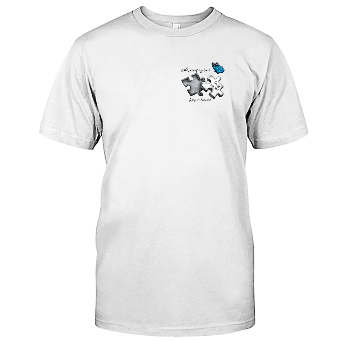 Memorial Butterfly Dragonfly Heaven Feather - Personalized Memorial Embroidered T-shirt