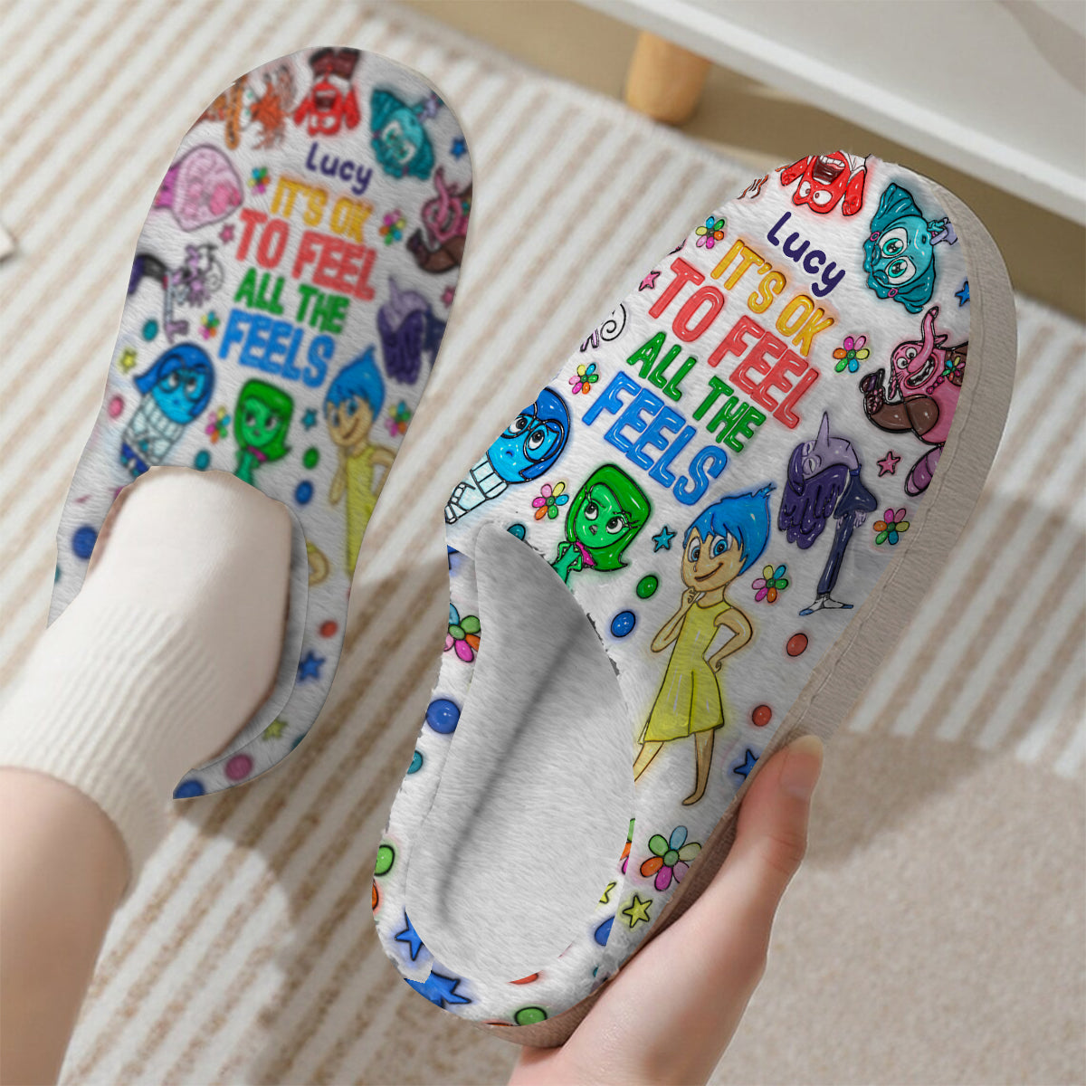 It's Ok To Feel All The Feels - Personalized Slippers