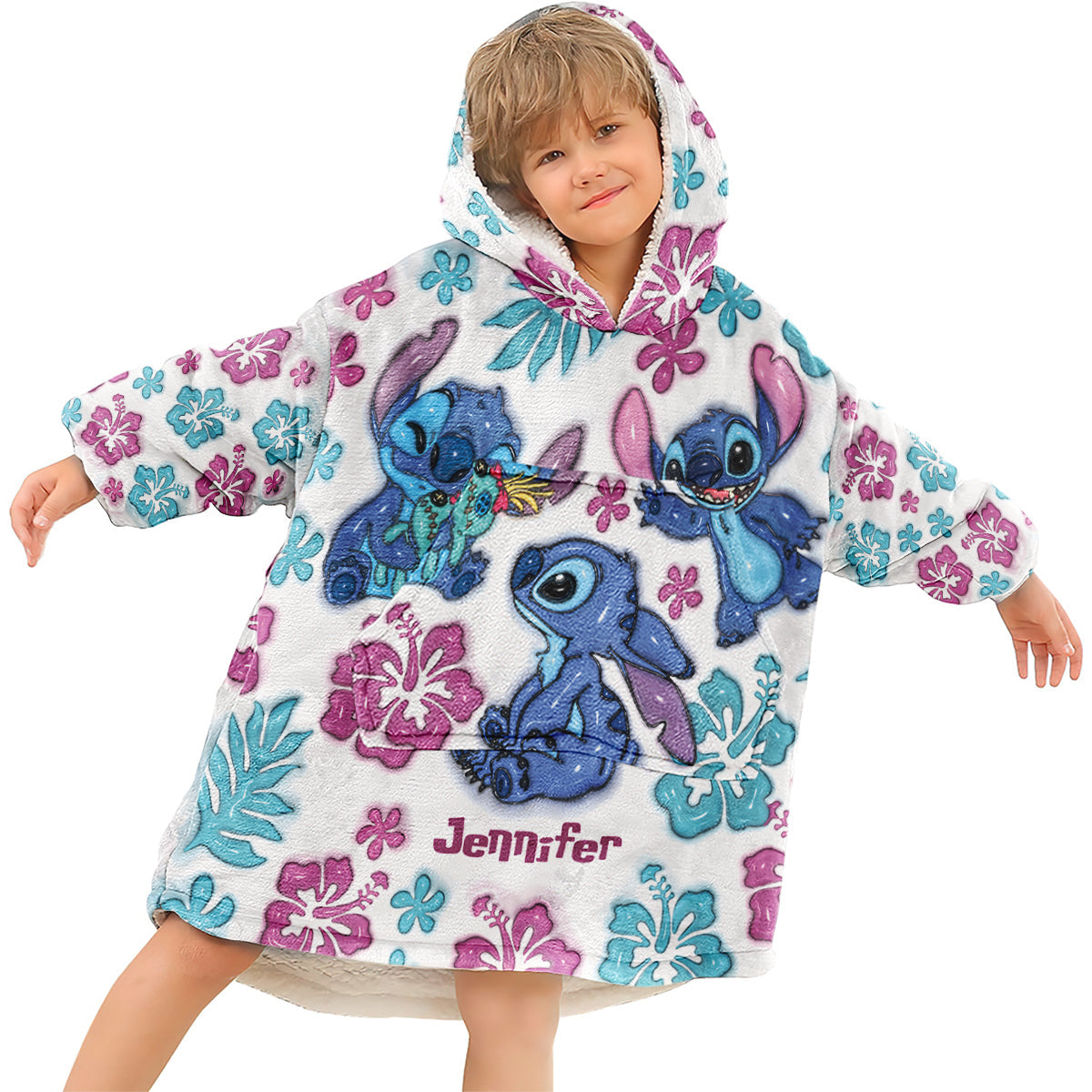 Blue Ohana - Personalized Ohana Blanket Hoodie