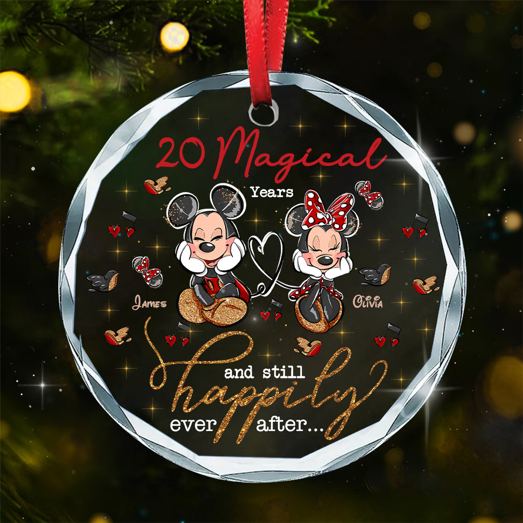 Magical Love - Personalized Mouse Round Shaped Glass Ornament