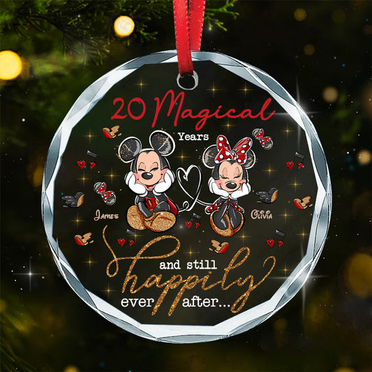 Magical Love - Personalized Mouse Round Shaped Glass Ornament