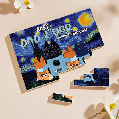 Best Dad Ever - Personalized Father One-sided Horizontal Rectangle Building Brick Blocks