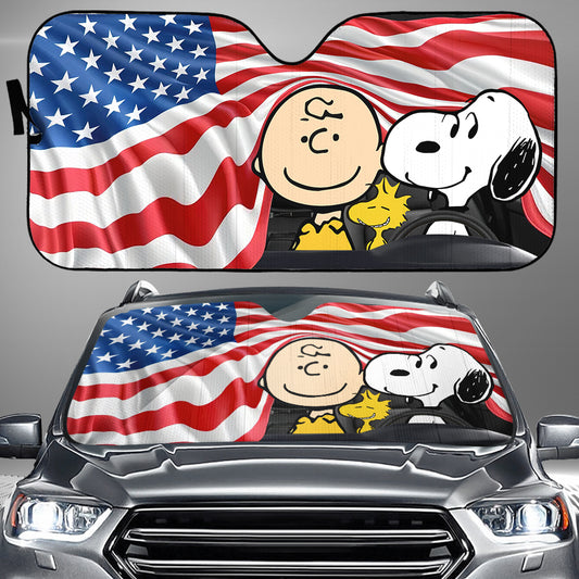 Best Friends U.S Flag - Car Sunshade