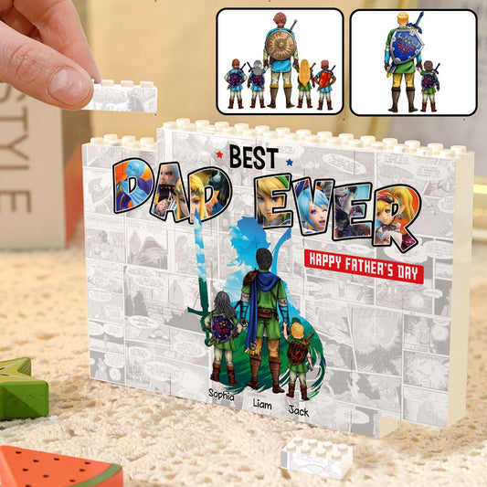 Best Dad Ever - Personalized The Hero's Legend One-sided Horizontal Rectangle Building Brick Blocks