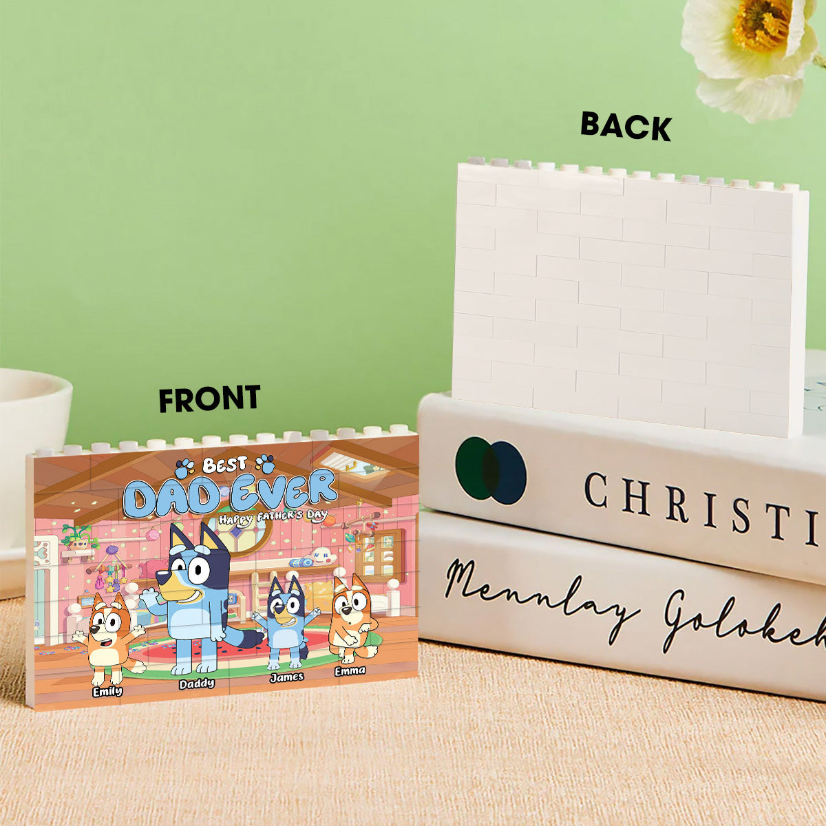 Best Dad Ever - Personalized Father One-sided Horizontal Rectangle Building Brick Blocks