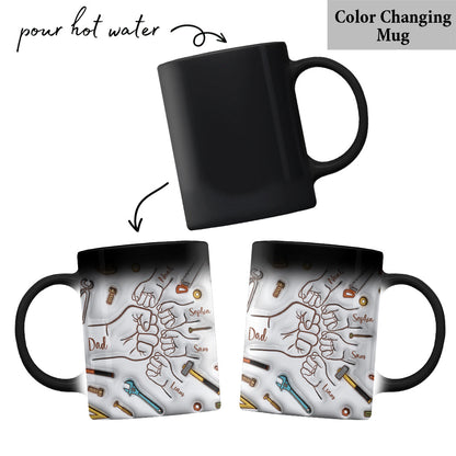 Father And Children Fist Bump - Personalized Father Mug