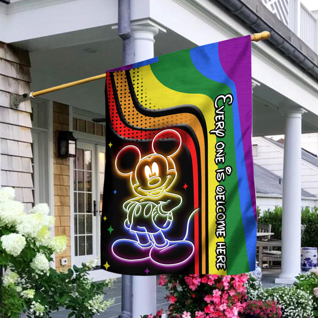Every One Is Welcome Here - Personalized Mouse House Flag