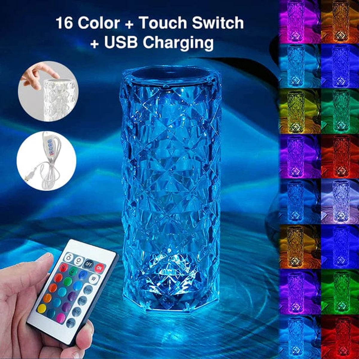 Crystal Rose Diamond Touch Lamp - Crystal Rose Diamond Touch Lamp
