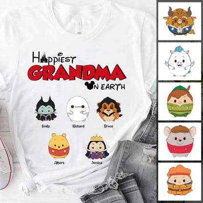Happiest Grandma On Earth - Personalized Grandma T-shirt And Hoodie