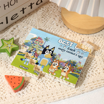 Best Dad Ever - Personalized Father One-sided Horizontal Rectangle Building Brick Blocks