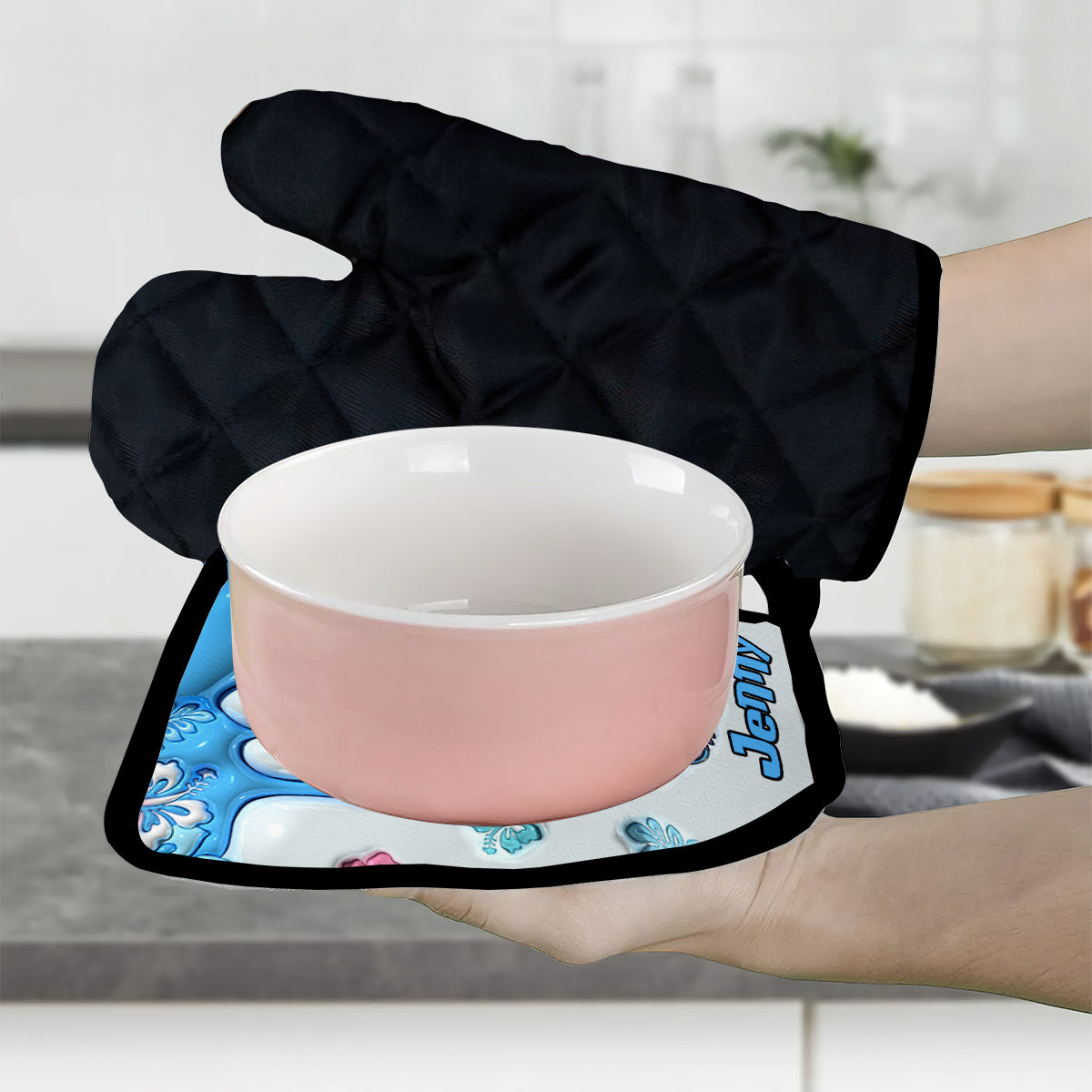 Ohana Means Family - Personalized Ohana Oven Mitts & Pot Holder Set