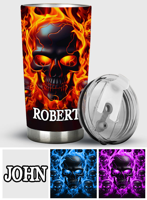 Melted Skull On Fire - Personalized Skull Tumbler