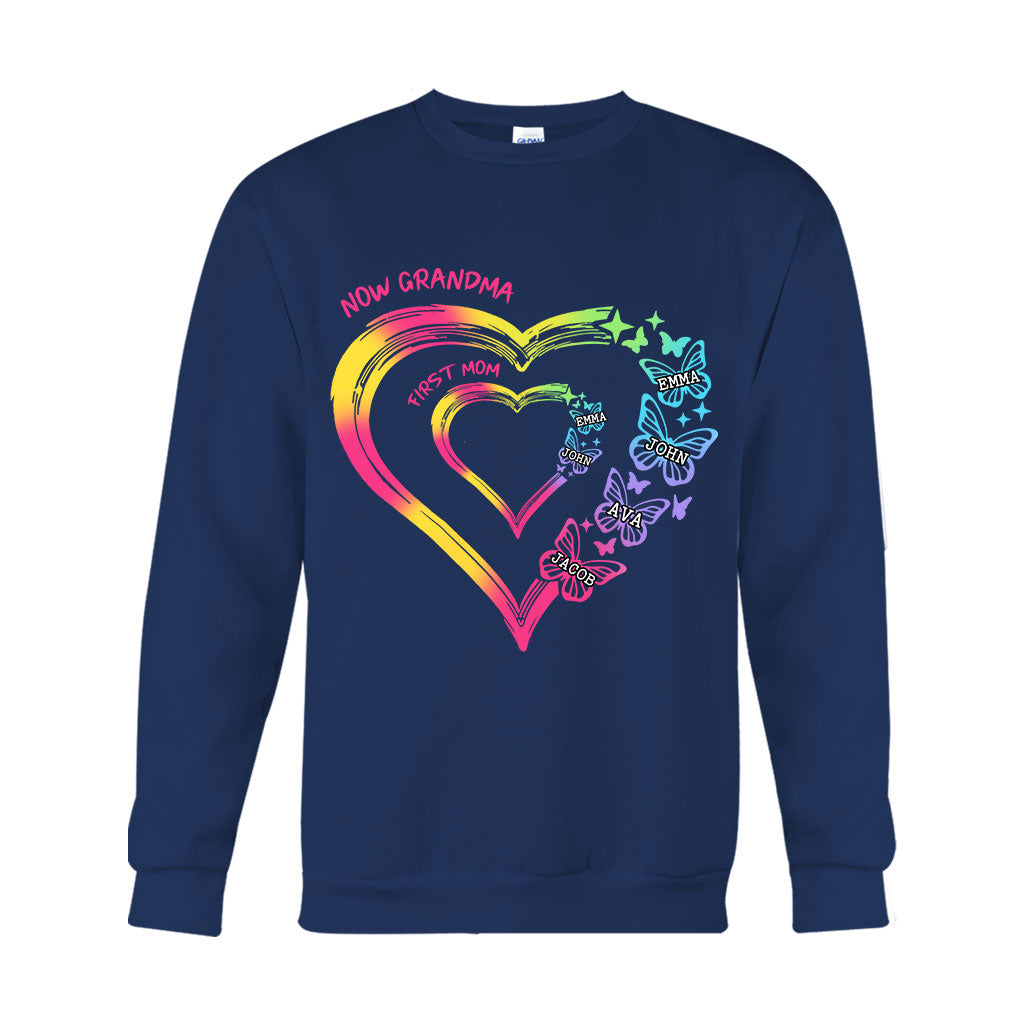 Any Title Of Mother And Grandma Double Heart Colorful - Personalized Grandma T-shirt And Hoodie