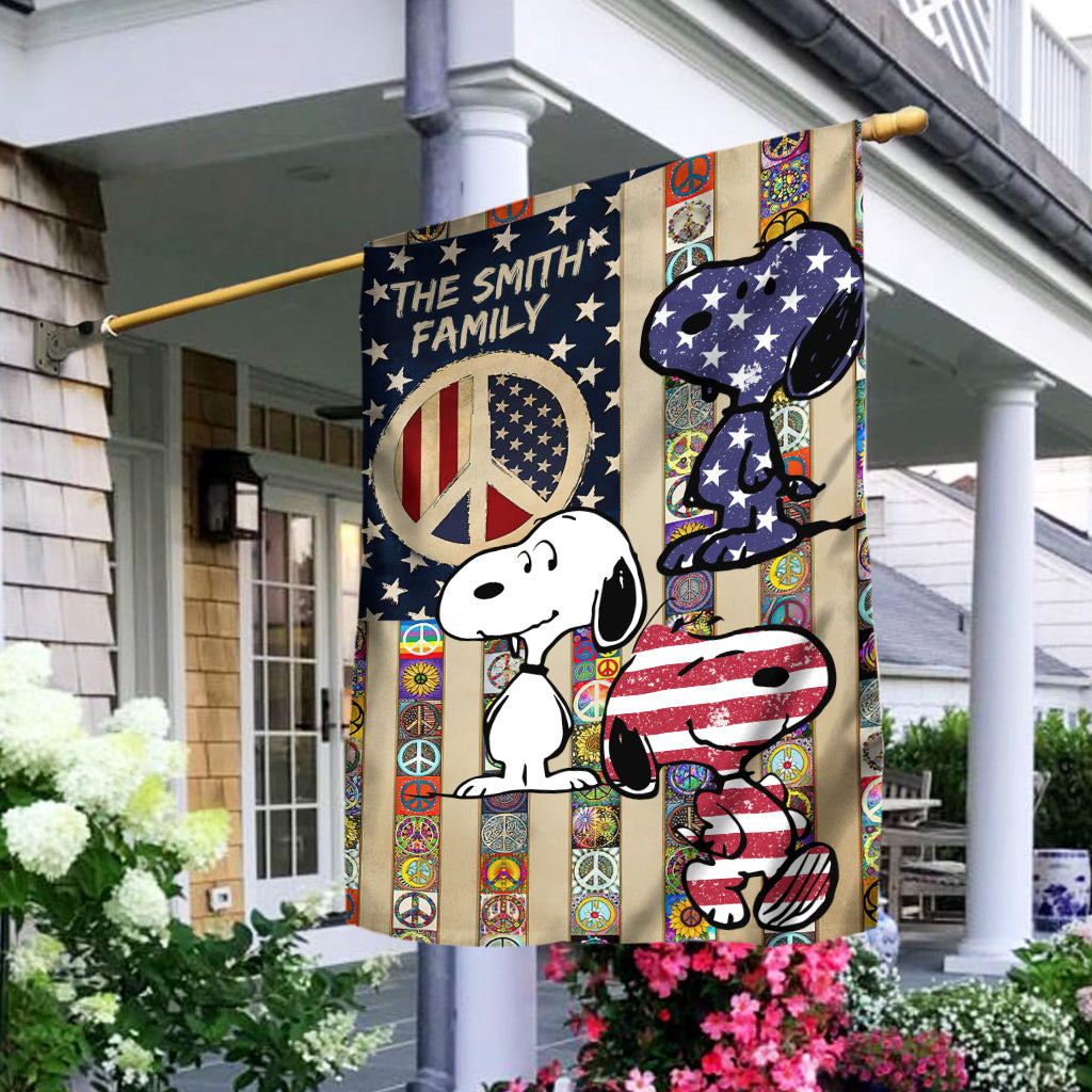 Cute Dogs Hippie Soul Retro Flag - Personalized Hippie House Flag