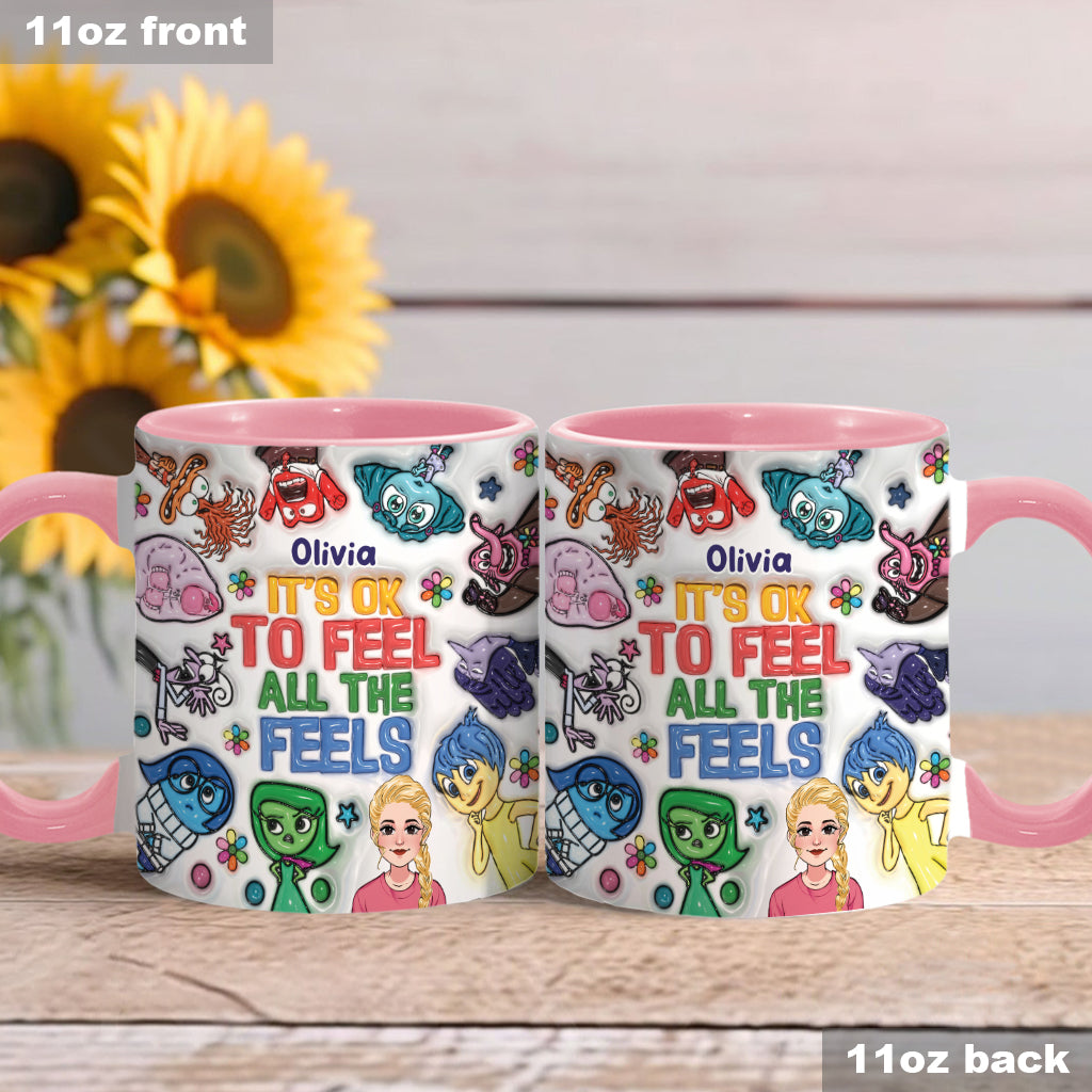 It's Ok To Feel All The Feels - Personalized Accent Mug