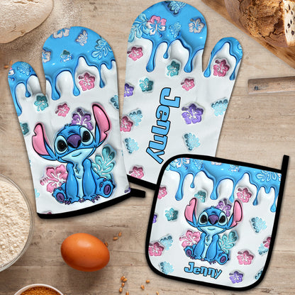 Ohana Means Family - Personalized Ohana Oven Mitts & Pot Holder Set
