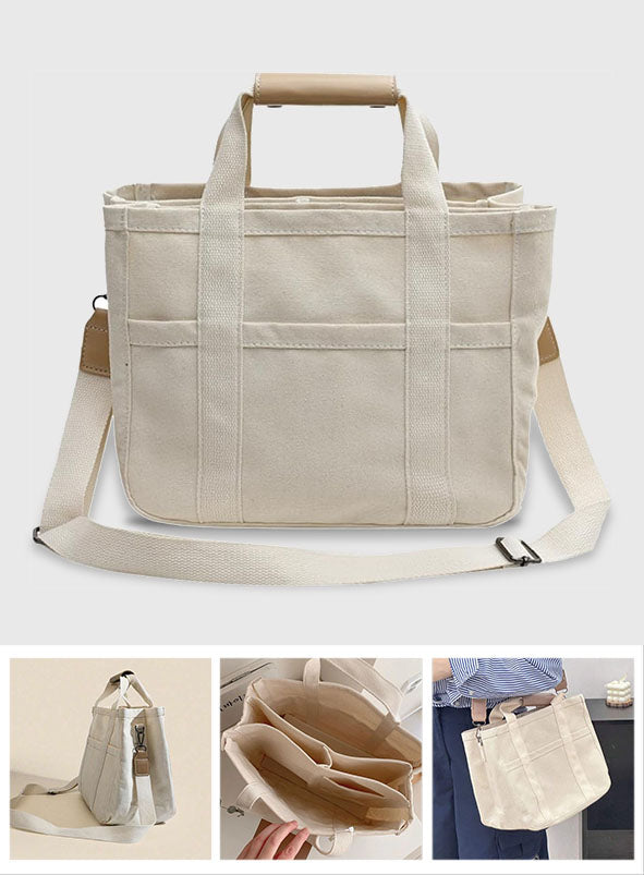 Canvas Tote Bag with Pockets - Canvas Tote Bag with Pockets