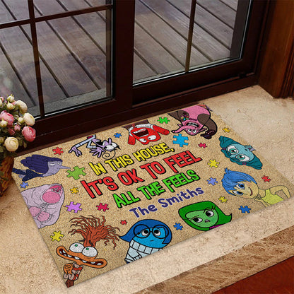 It's Ok To Feel All The Feels - Personalized Autism Awareness Doormat