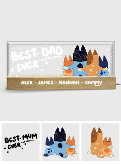 Best Dad Ever Cool Blue Dog - Personalized Father Custom LED Night Light