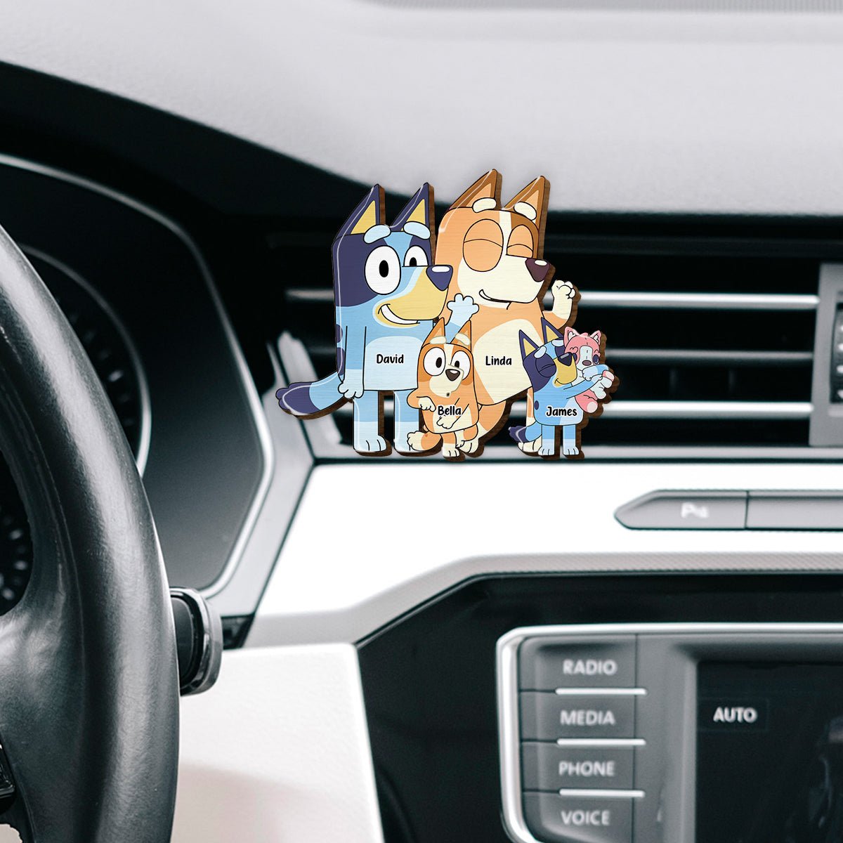 Bluey Family - Personalized Family Shaped Car Visor Clip
