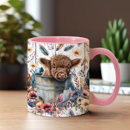 Baby Highland Cow Western Style - Personalized Accent Mug