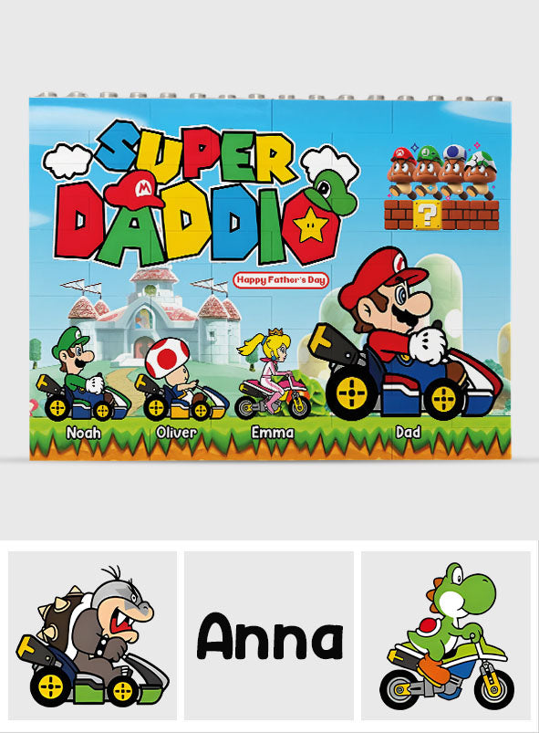 Best Super Dad Ever - Personalized Super Plumber One-sided Horizontal Rectangle Building Brick Blocks