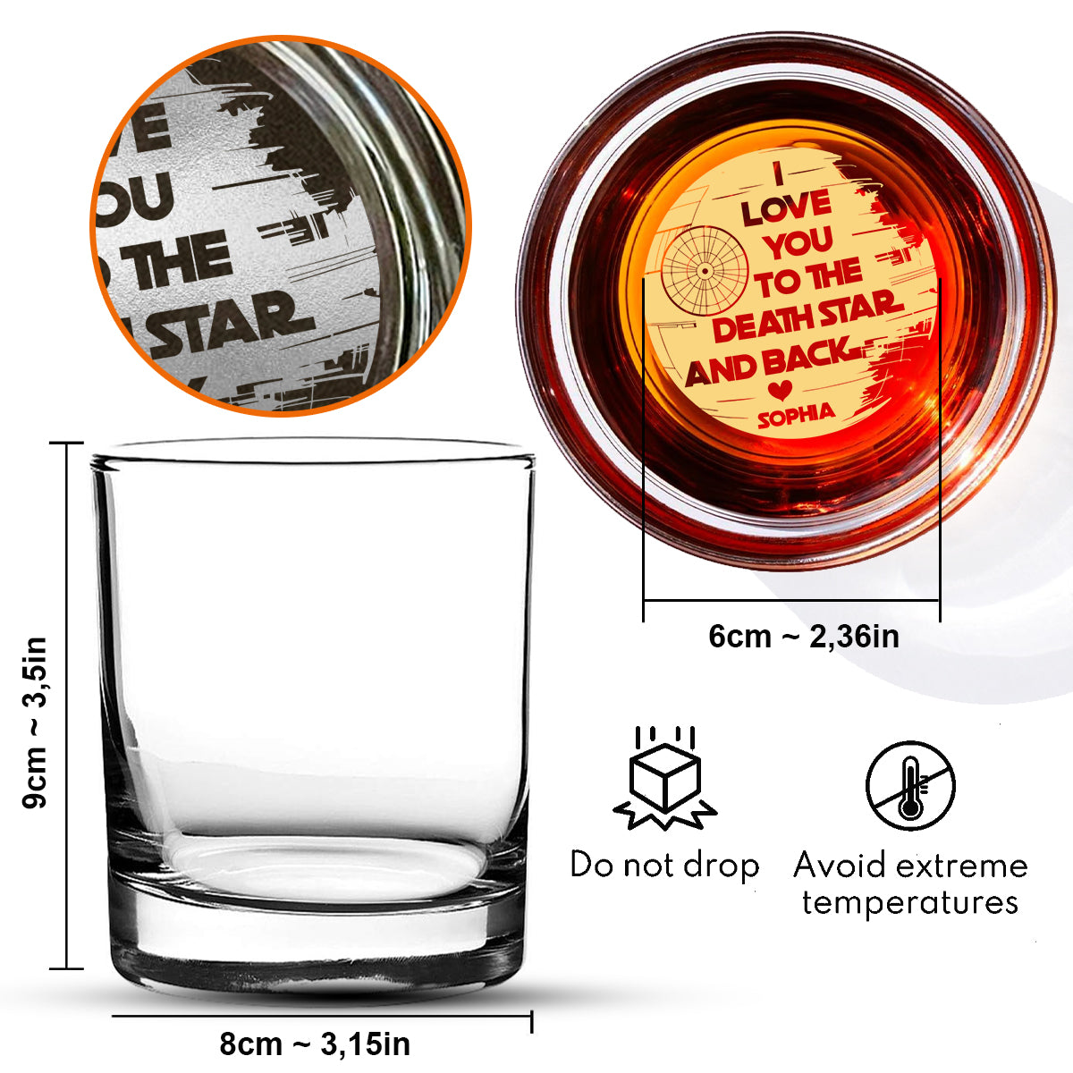 I Love You To The Death Star And Back - Personalized The Force Engraved Whiskey Glass