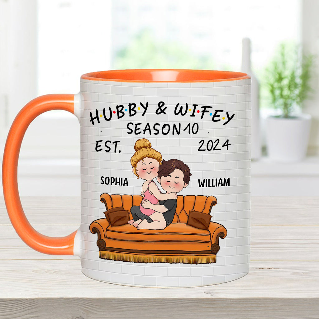 Hubby & Wifey - Personalized Husband And Wife Accent Mug