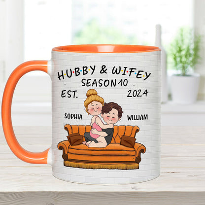 Hubby & Wifey - Personalized Husband And Wife Accent Mug