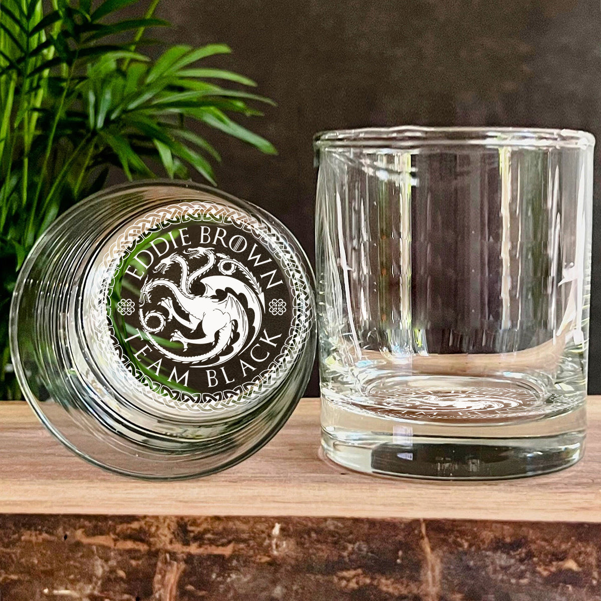 Team Black - Personalized Thrones Game Engraved Whiskey Glass