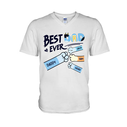 Best Dad Mom Ever Cool Blue Dog Fist - Personalized Father T-shirt And Hoodie