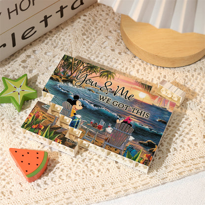 Couple Beach Tropical Landscape - Personalized Mouse One-sided Horizontal Rectangle Building Brick Blocks