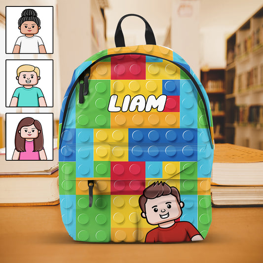 Colorful Puzzle Pieces - Personalized Kid Backpack