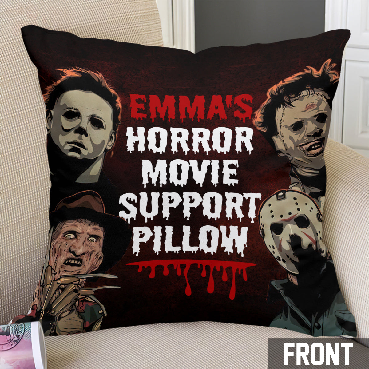 Horror Movie Support Pillow - Personalized Throw Pillow