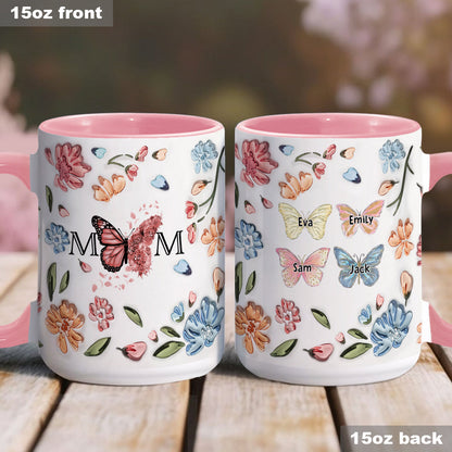 Mother Buttefly Pastel Floral Inflated - Personalized Mother Accent Mug