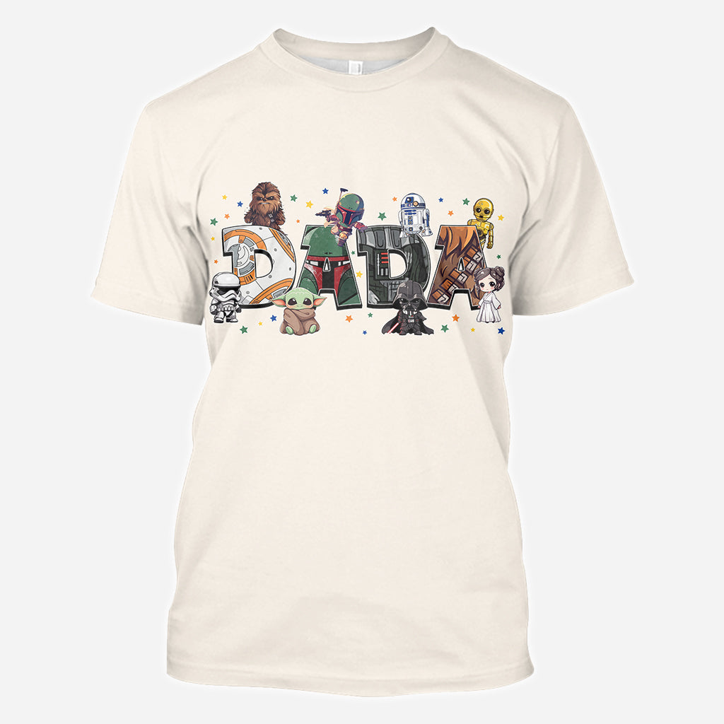 Dada Best Dad In The Galaxy Any Title - Personalized The Force All Over Shirt