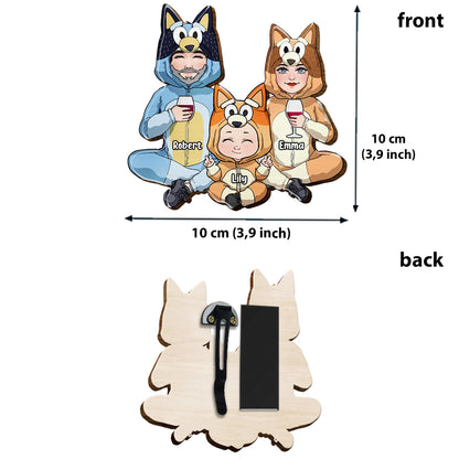 Blue Puppies Family - Personalized Family Shaped Car Visor Clip