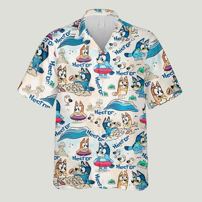 Cool Blue Dog - Personalized Sea Lover Hawaiian Shirt