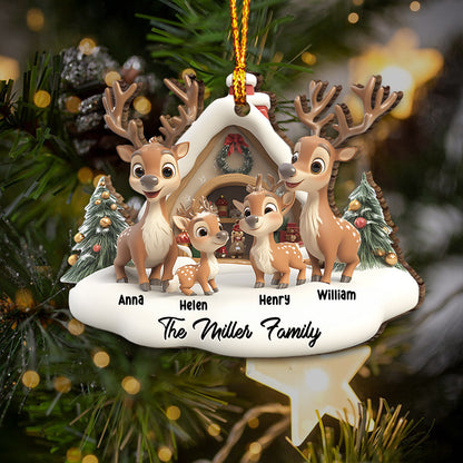 Reindeer Family - Personalized Family Ornament