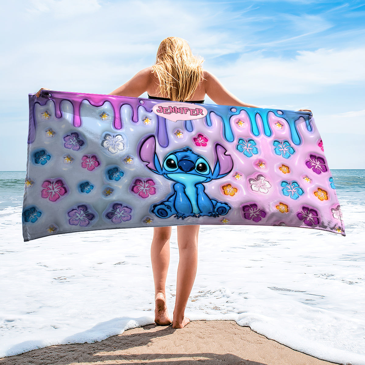 Purple Ohana - Personalized Ohana Beach Towel