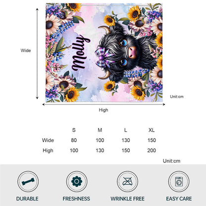 Cute Little Highland Cow - Personalized Blanket