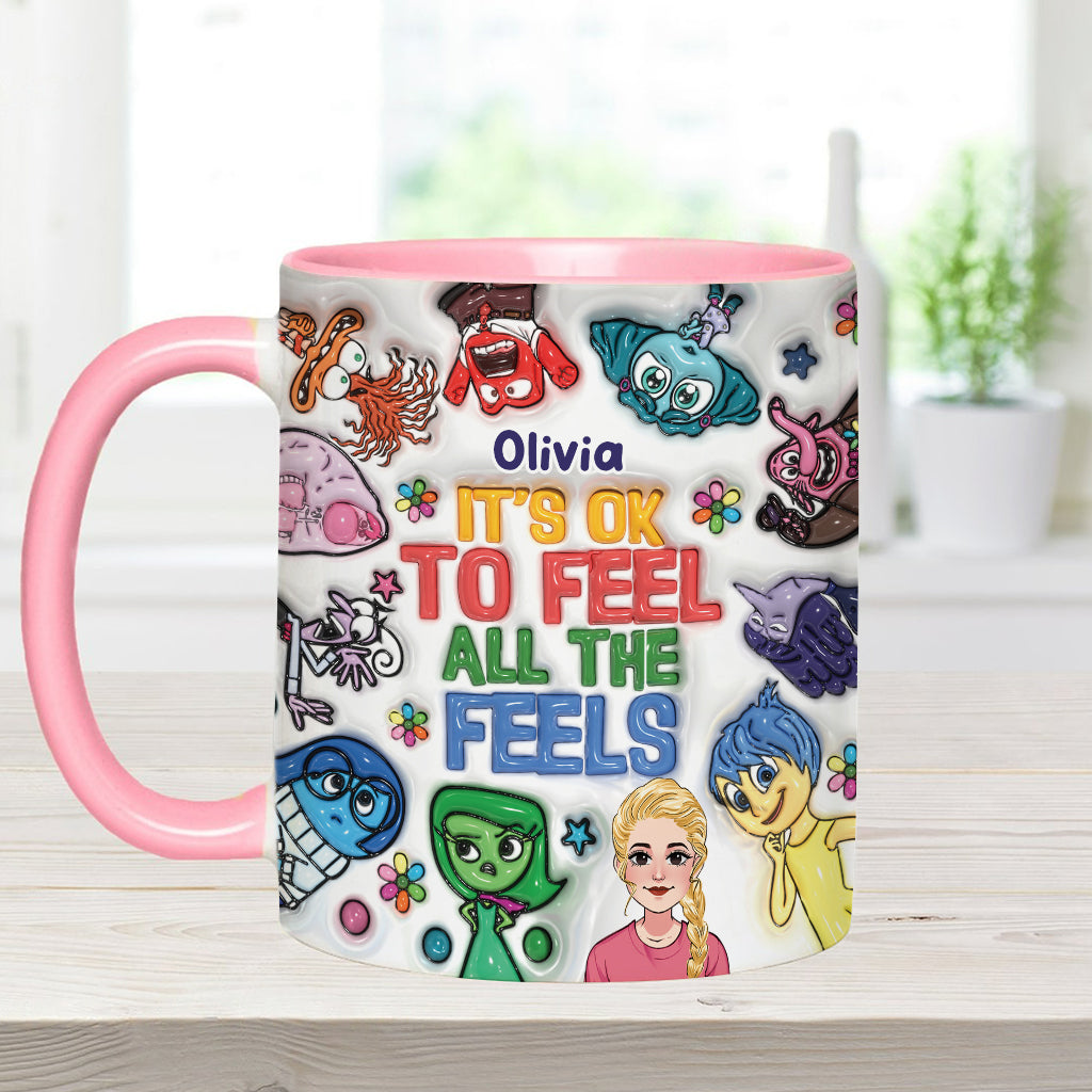 It's Ok To Feel All The Feels - Personalized Accent Mug