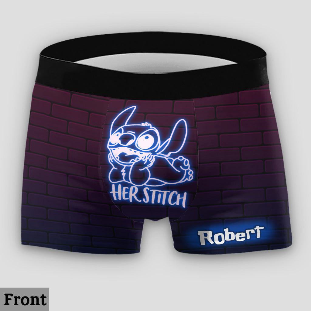 His Angel Her Stitch Ohana Neon Effect - Personalized Ohana Lace Border Women Briefs And Men’s Boxer Briefs