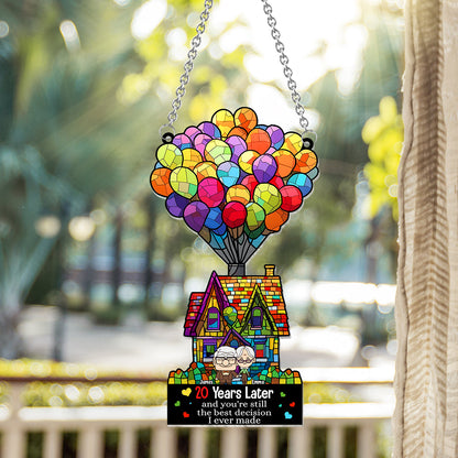 Happy Anniversary - Personalized Mouse Window Hanging Suncatcher Ornament