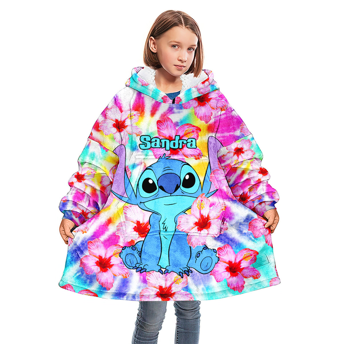 Stich Tie Dye - Personalized Ohana Blanket Hoodie